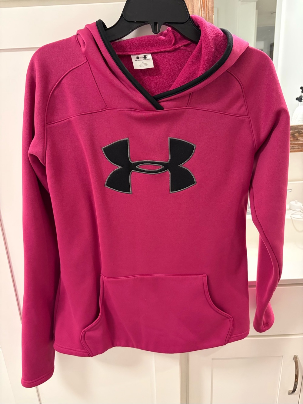 Under Armour Hot Pink Hoodie with Black Logo Trim